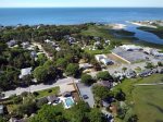 Aerial view of the home & the nearby ocean